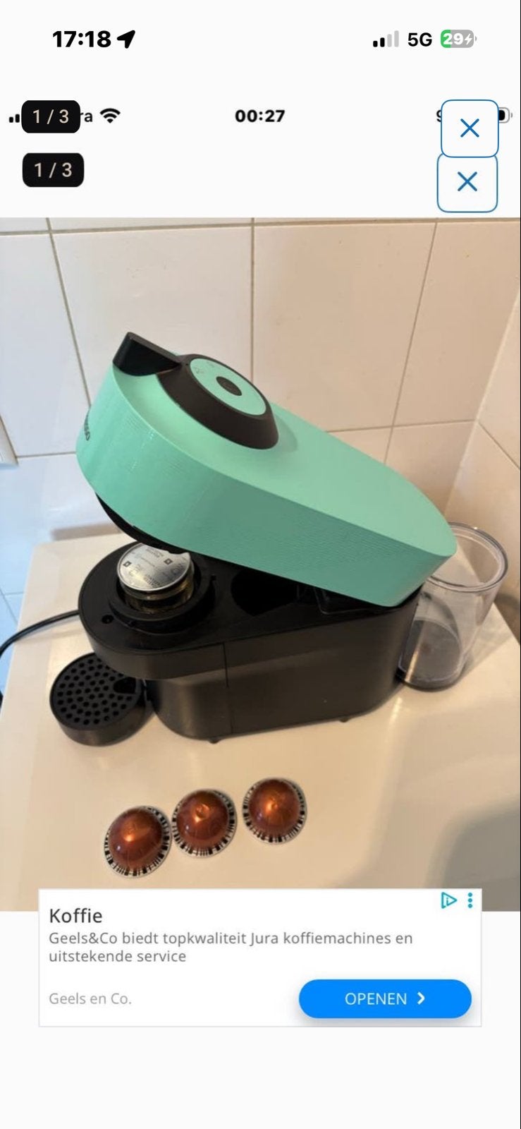 Nespresso Vertuo Pop Koffiemachine - Zo goed als nieuw, Witgoed en Apparatuur, Koffiezetapparaten, Ophalen, Koffiepads en cups