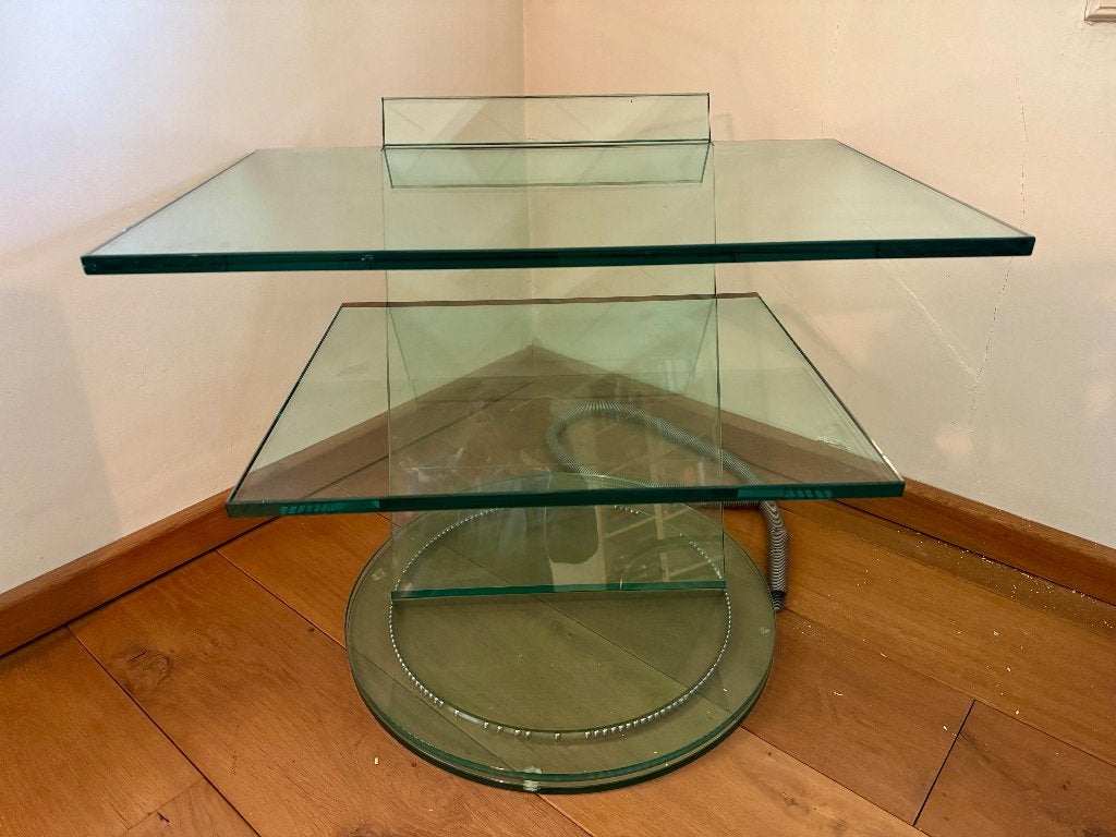 Tonelli Scenario-draaibaar glazen TV-meubel. Design Italië!, Ophalen, 50 – 75, Design; modern, 50 tot 100 cm