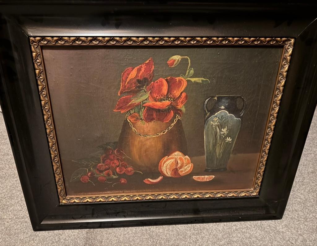 Antiek Stilleven Schilderij met oude antieke lijst, Ophalen
