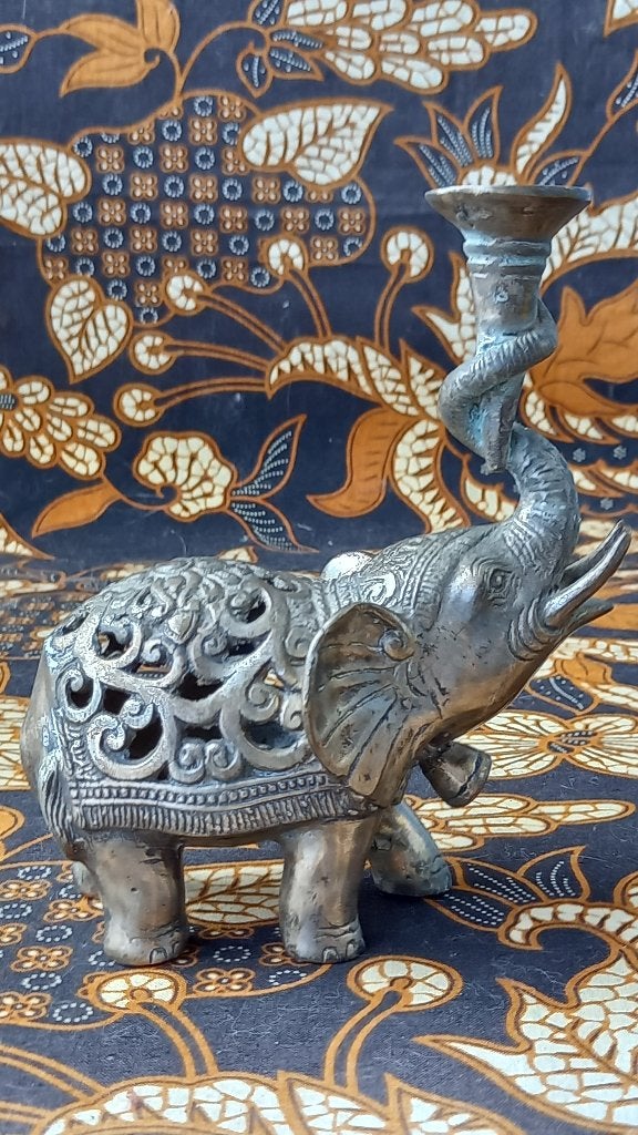Mooi oud zilverbrons beeldje uit India van een olifant 15 cm, Antiek en Kunst, Zilver, Handgemaakt, India, Ophalen of Verzenden