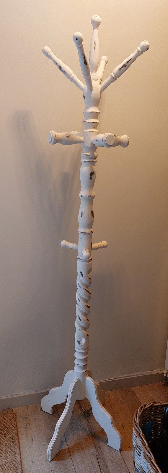 Brocante houten staande kapstok - 189cm hoog, Huis en Inrichting, Woonaccessoires | Kapstokken, Ophalen, Gebruikt, Staande kapstok