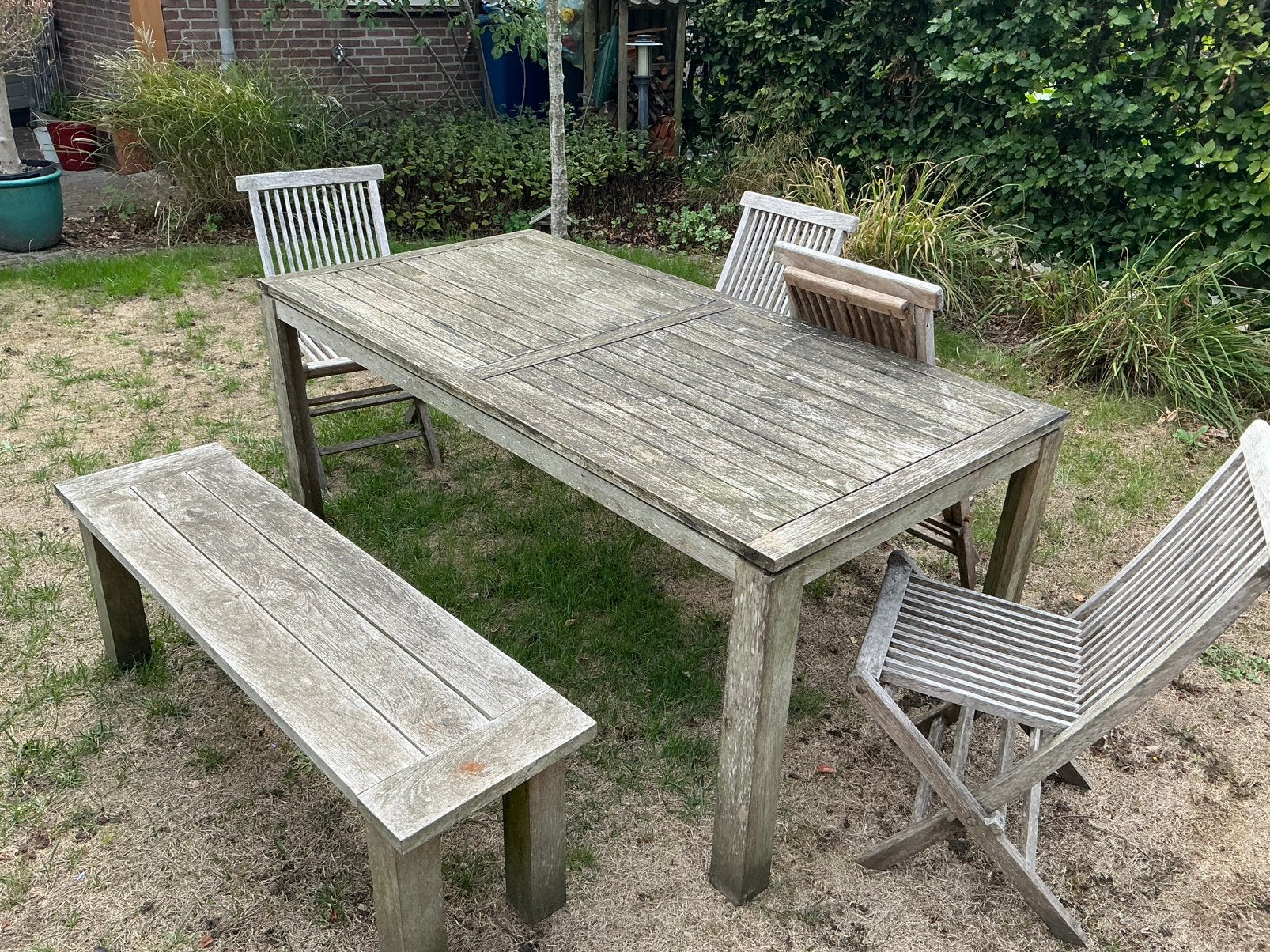 Teak tuinset, Ophalen, Gebruikt, 6 zitplaatsen, Teakhout