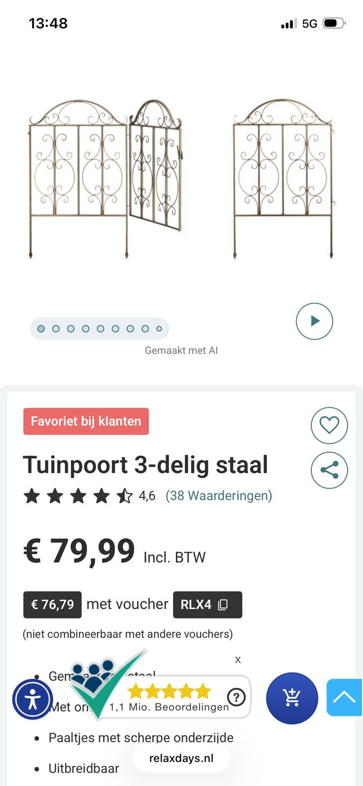 Tuinpoort, Tuin en Terras, Ophalen of Verzenden, Zo goed als nieuw, Draaipoort, 150 tot 200 cm