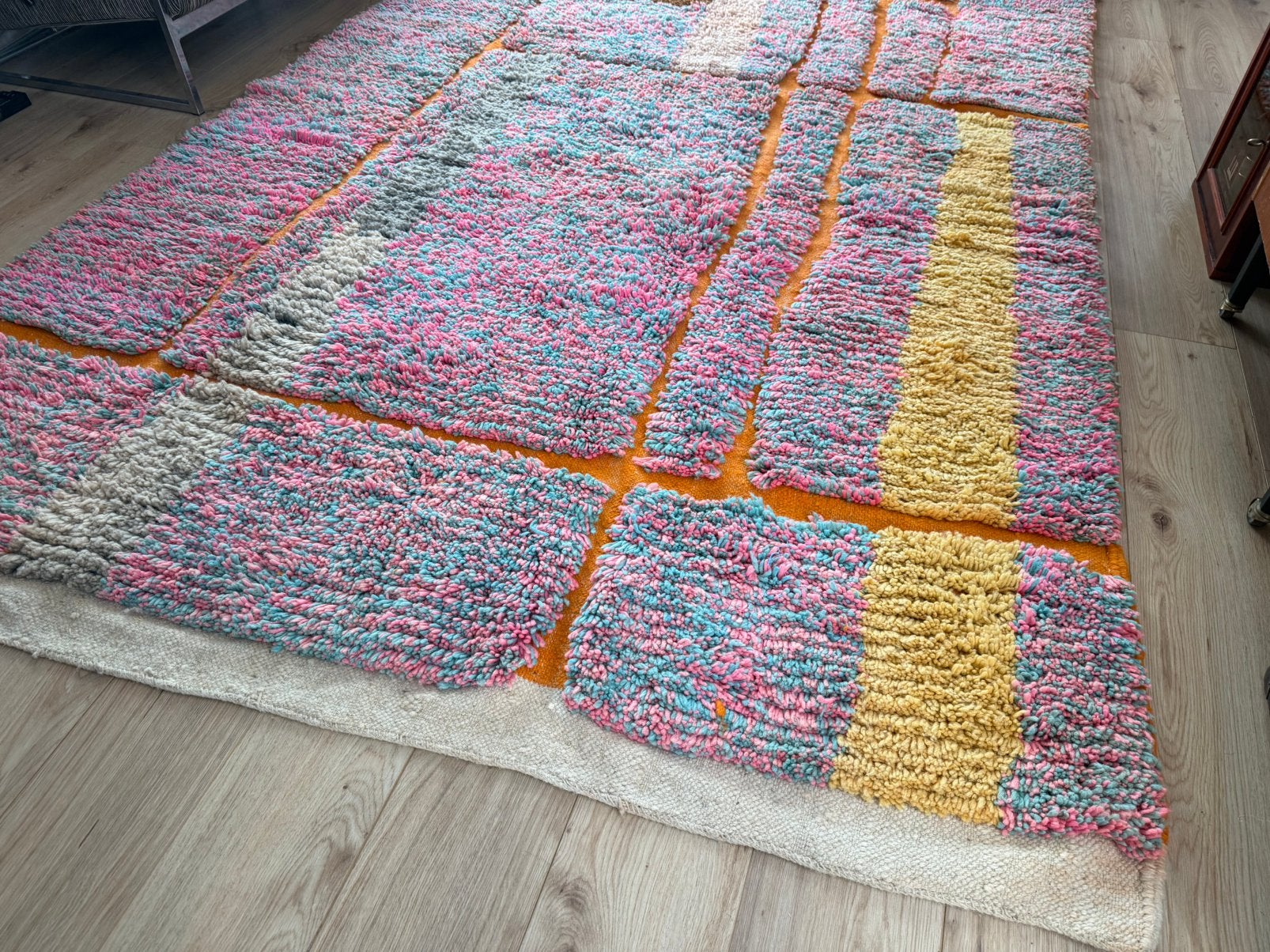 Handgeknoopt Marokkaans Boucherouite tapijt 304 x 193 cm, 1053ML, Amsterdam, Info@bababoho.com, 150 tot 200 cm, 200 cm of meer