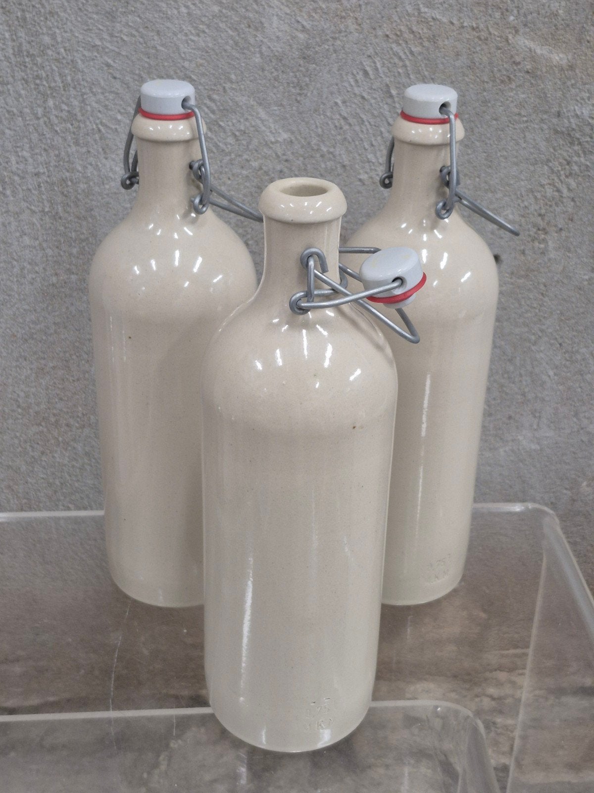 3 Vintage MKM Keramische Beugelflessen 0,75L kruik fles, Ophalen of Verzenden, Zo goed als nieuw, Overige kleuren