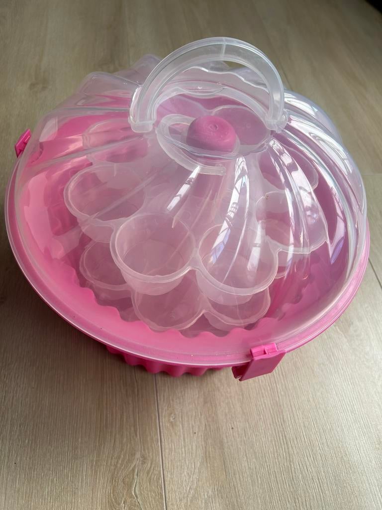 Roze cupcake, taart houder, leuk voor feestjes of picknick, Ophalen of Verzenden, Zo goed als nieuw