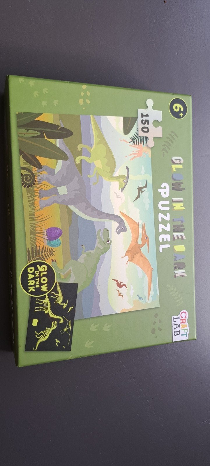 mooie puzzel dino glow in the dark, Ophalen, Meer dan 50 stukjes, Zo goed als nieuw, 4 tot 6 jaar