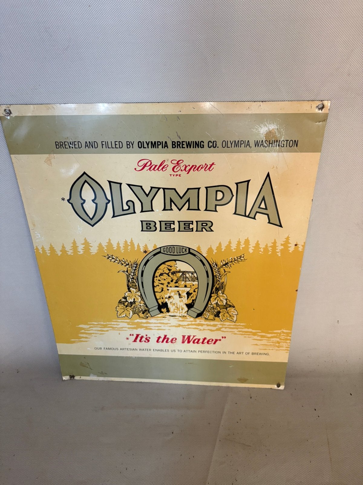Blikken reclame bord olympia, Verzamelen, Ophalen of Verzenden, Gebruikt, Reclamebord