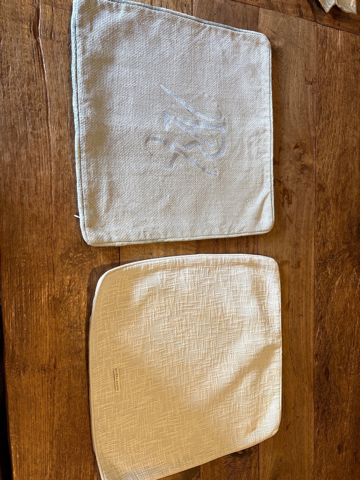 Set van 2 Riviera Maison kussenhoezen, Meerkleurig, Ophalen of Verzenden, Zo goed als nieuw, Met print