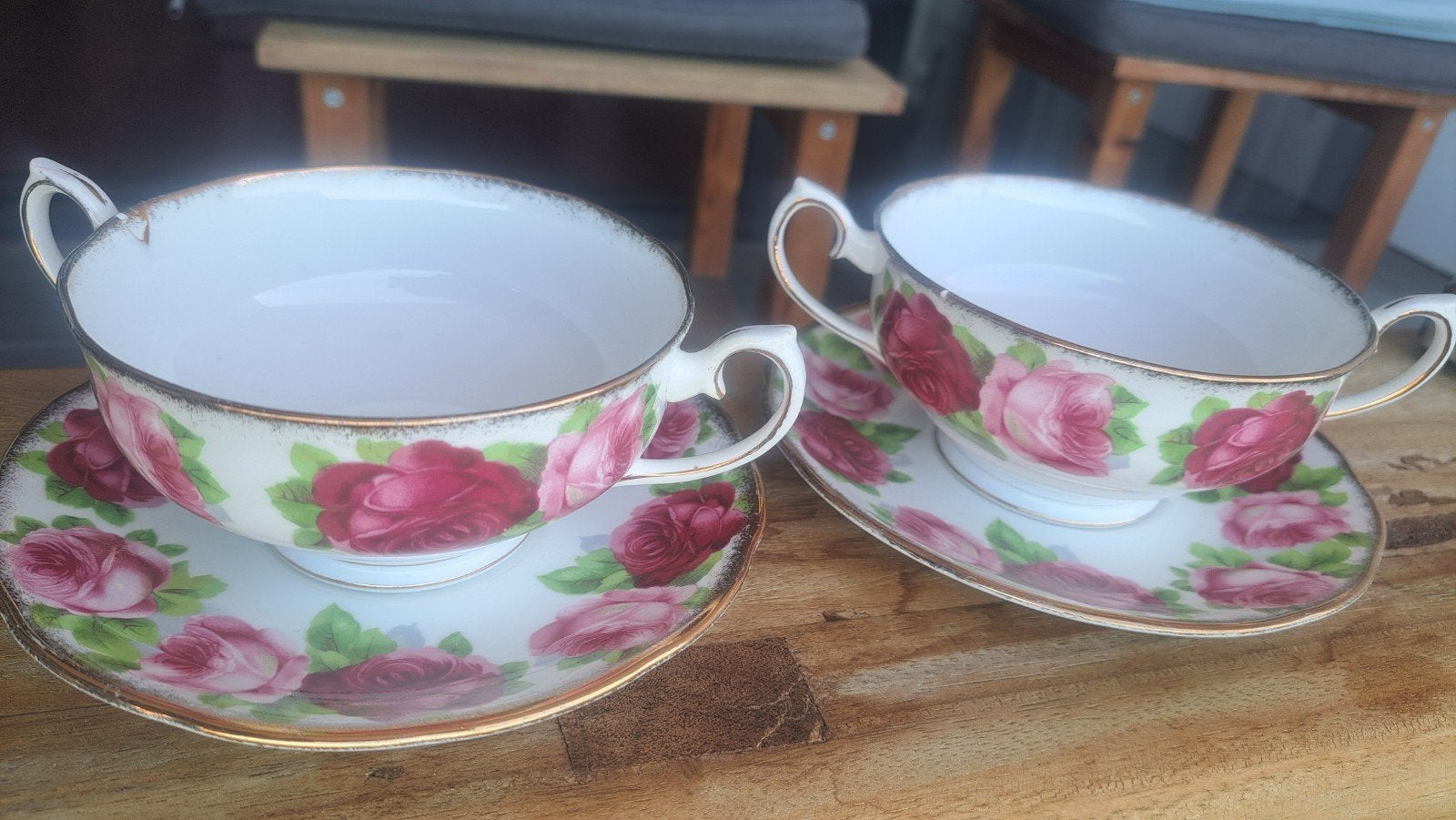 Royal Albert Old English Rose Soepkommen met Schotels, Ophalen of Verzenden