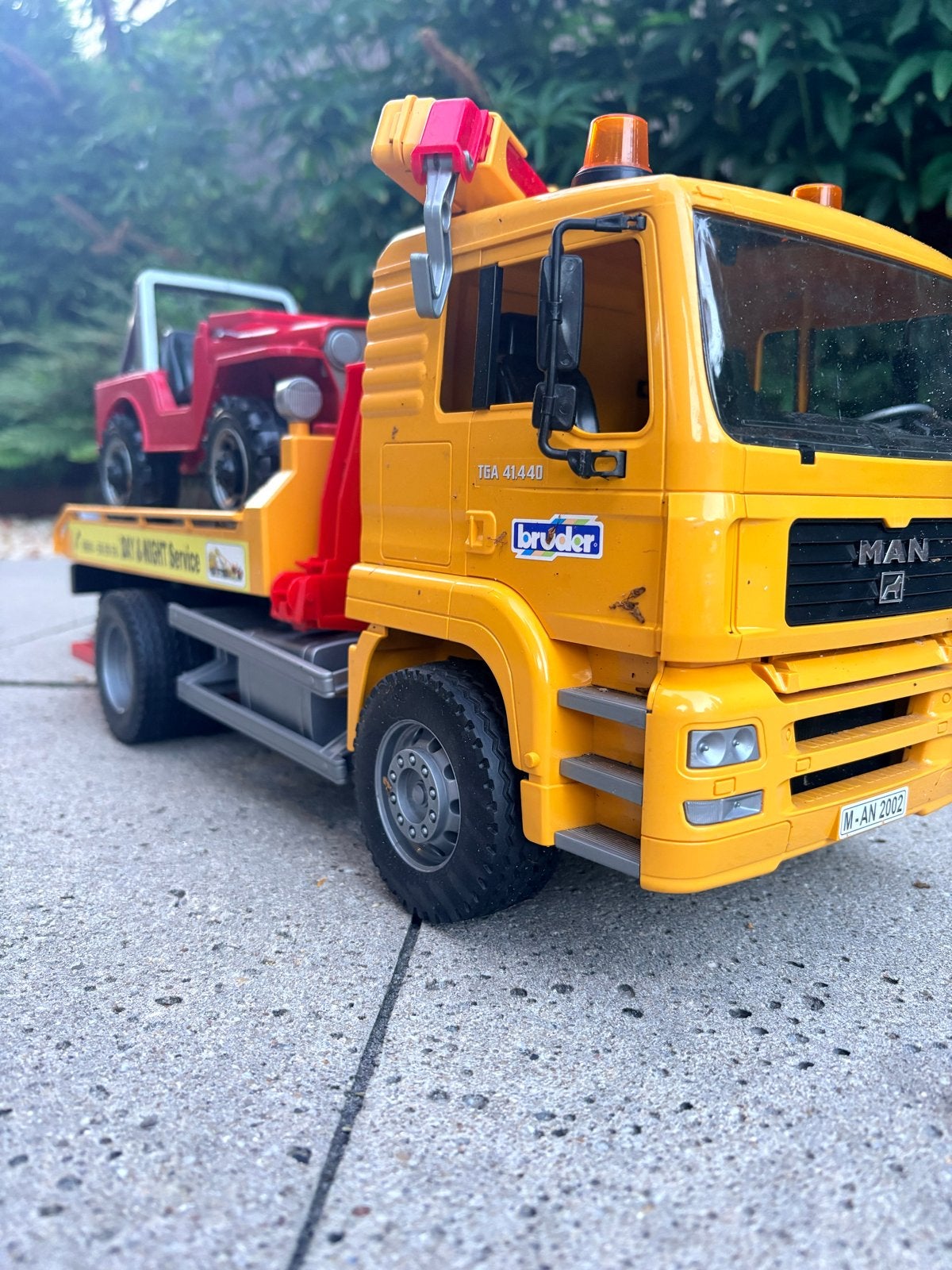 Bruder MAN TGA Takelwagen met Jeep - Zo goed als nieuw, Verzenden, Gebruikt