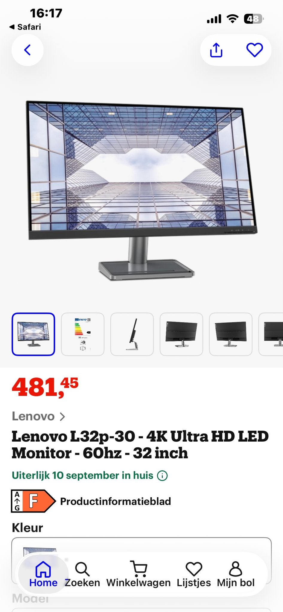 Lenovo L32p-30 4K Ultra HD LED Monitor - 32 inch, Gaming, Ingebouwde speakers, Ophalen of Verzenden, 60 Hz of minder