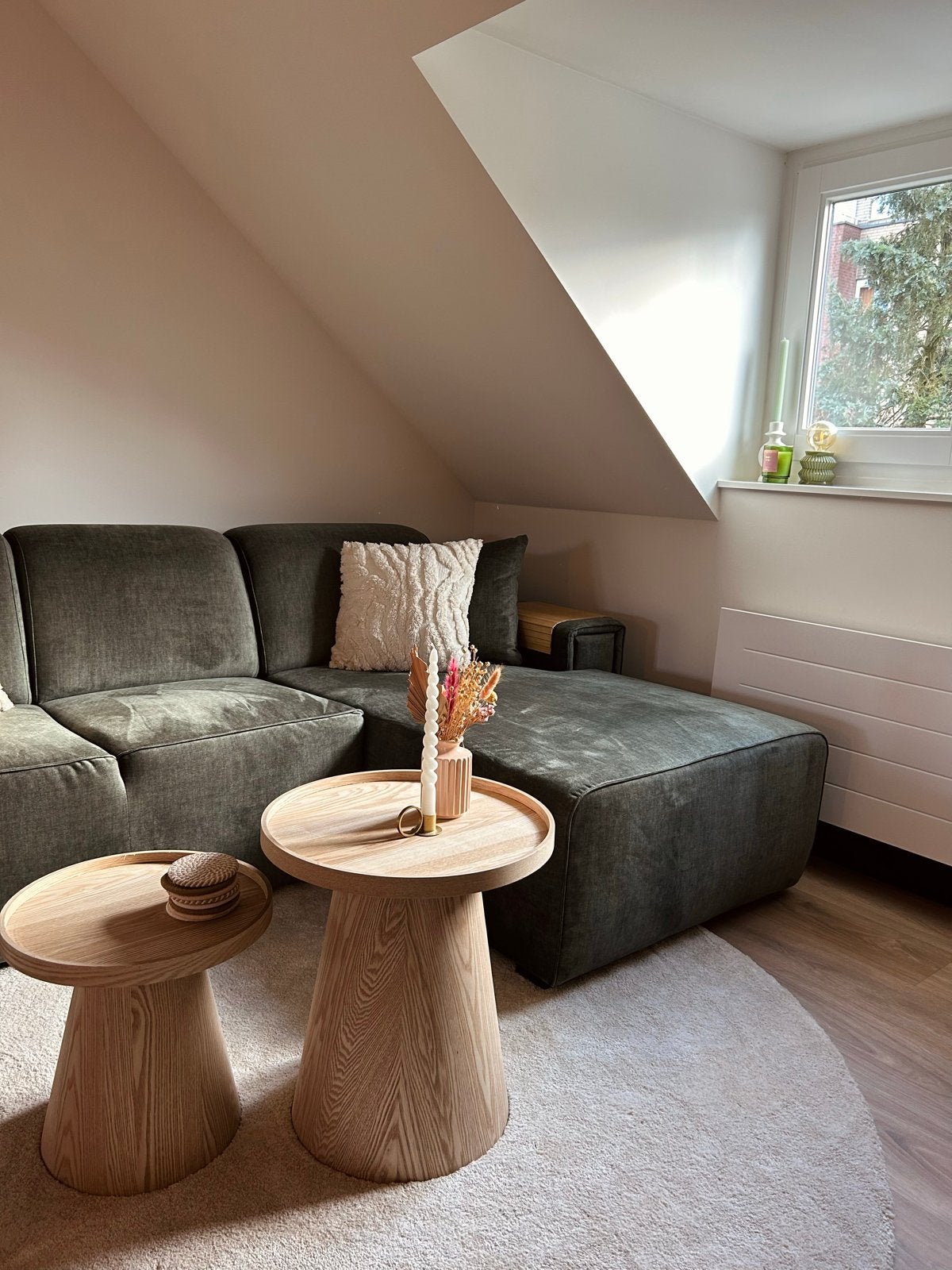Set van 2 Rondo bijzettafels (groot & klein) - naturel, Minder dan 55 cm, Rond, Nieuw, Hout