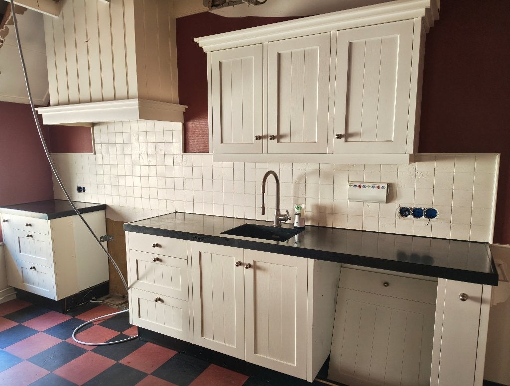 Handgemaakte houten keuken, Huis en Inrichting, Ophalen, Gebruikt, Hout, Beige