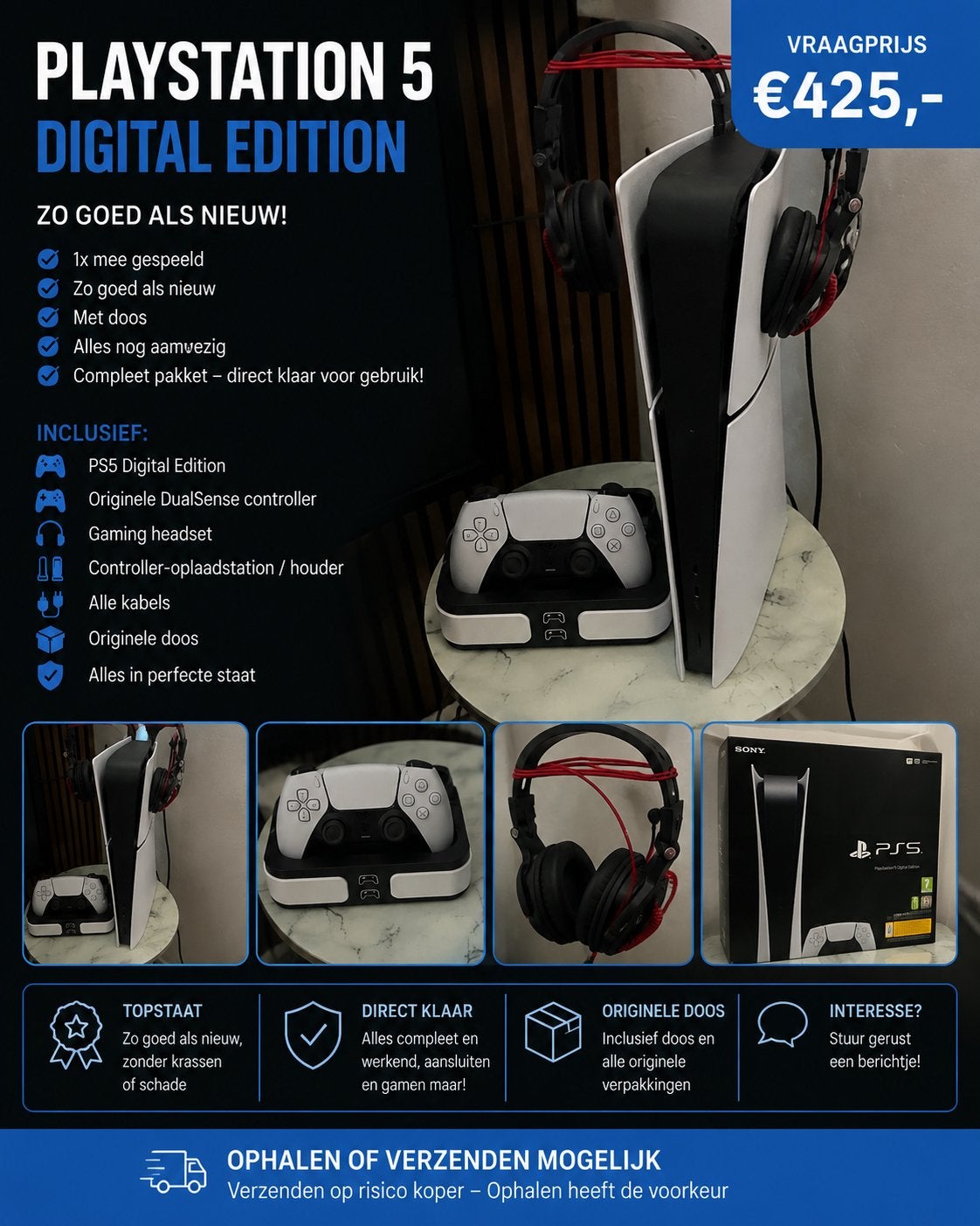 PlayStation 5 Digital Edition - Zo goed als nieuw!, Avontuur en Actie, Online, Virtual Reality, Ophalen of Verzenden