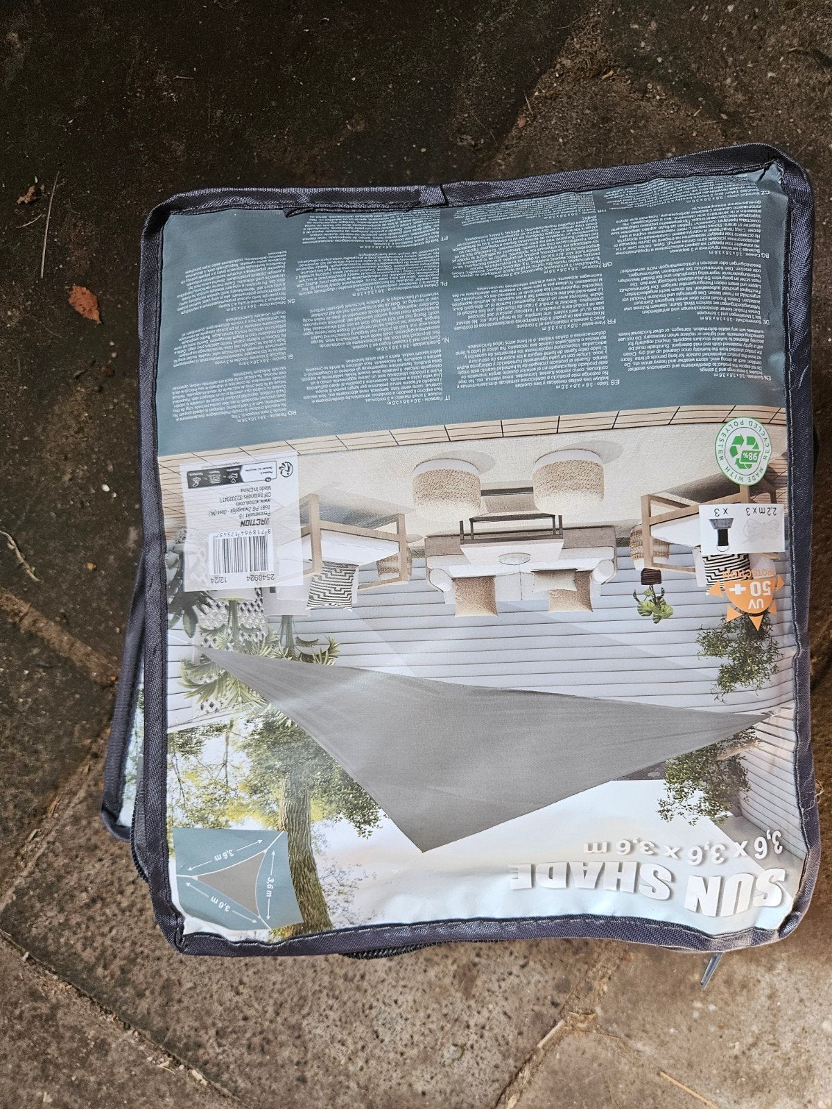 Schaduwdoek 3,6 x 3,6 m Antraciet - UV50+ Bescherming, Tuin en Terras, Schaduwdoeken, Ophalen of Verzenden, Nieuw
