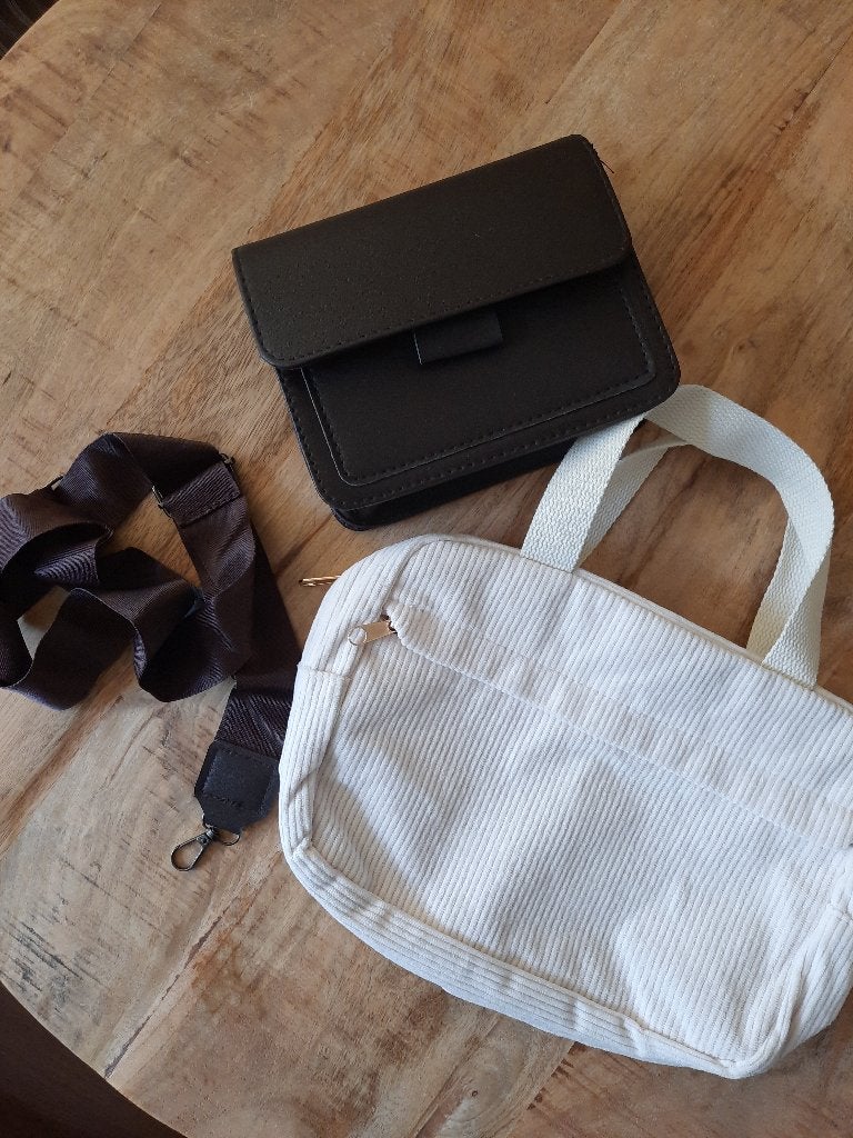Handtas wit en bruine schoudertas, Ophalen of Verzenden, Nieuw, Wit
