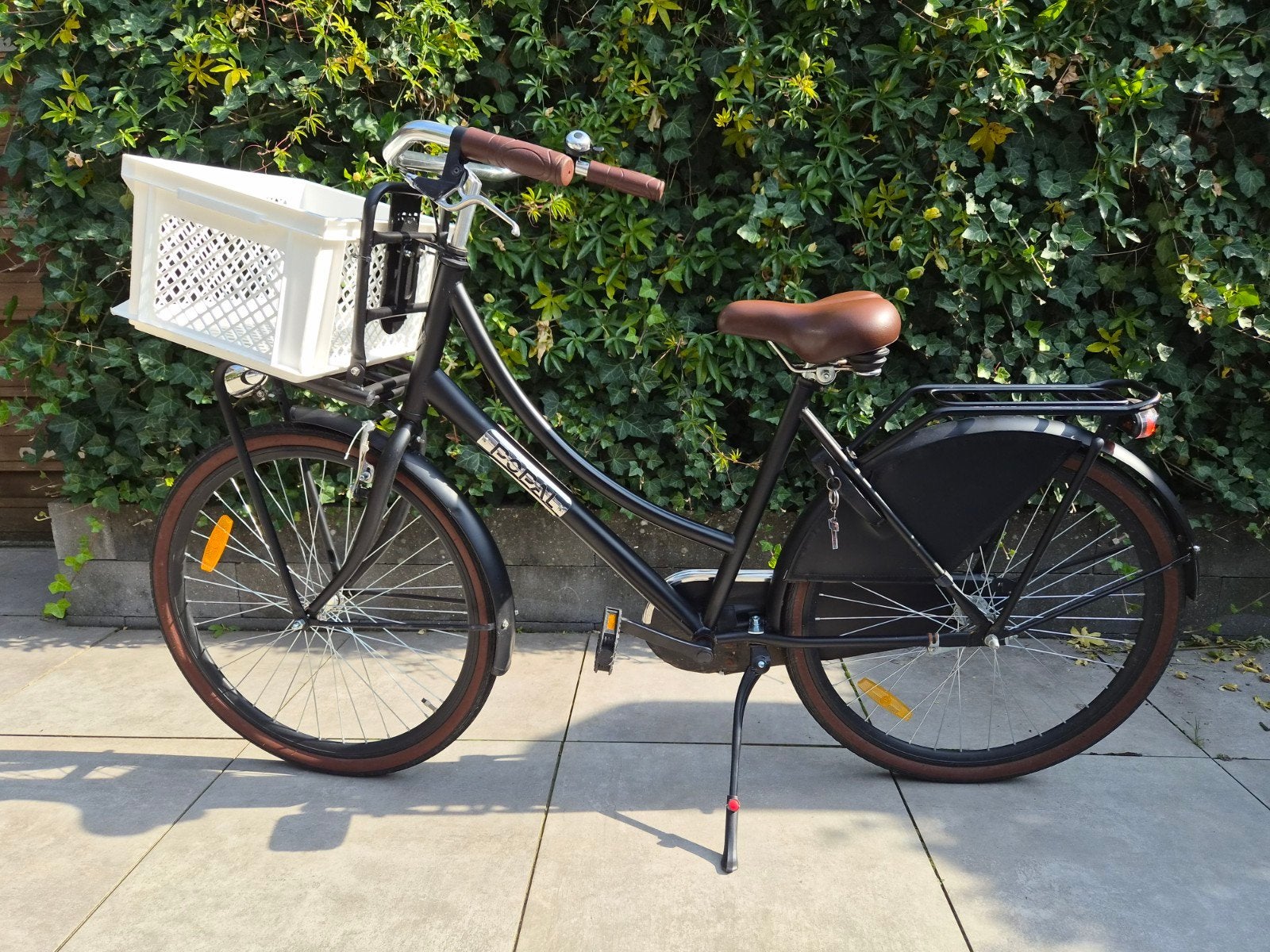Popal Daily Dutch Basic Damesfiets - Zwart met krat, Terugtraprem, Gebruikt, Minder dan 47 cm, Ophalen