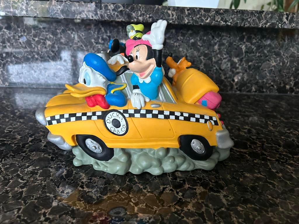 Originele Disney spaarpot met Mickey, Donald, Goofy en Pluto, Verzamelen, Disney, Gebruikt, Beeldje of Figuurtje, Mickey Mouse