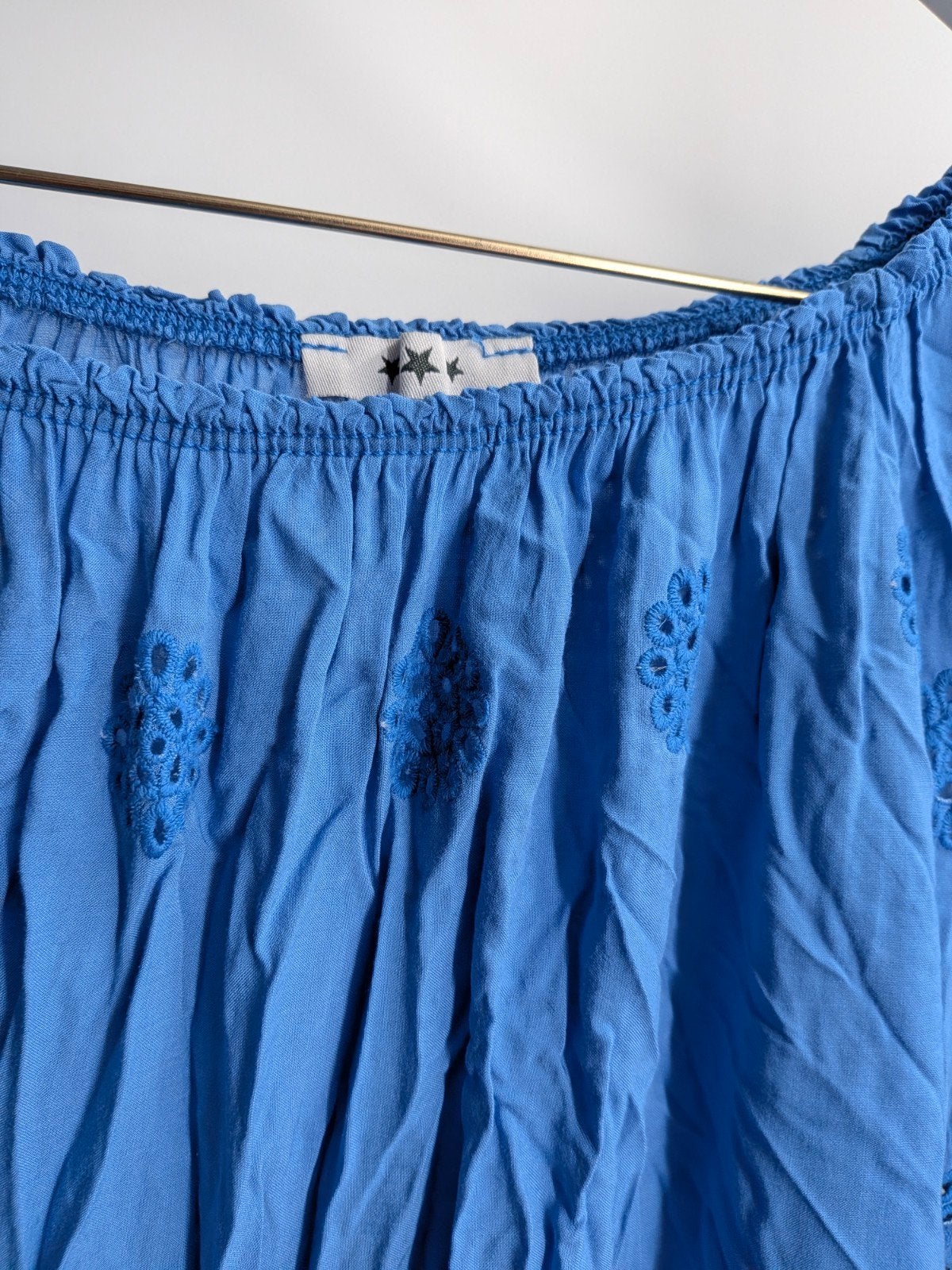 Boho jurk/tuniek felblauw met borduurwerk - Maat L (3515*), Maat 38/40 (M), Blauw, New collection, Ophalen of Verzenden