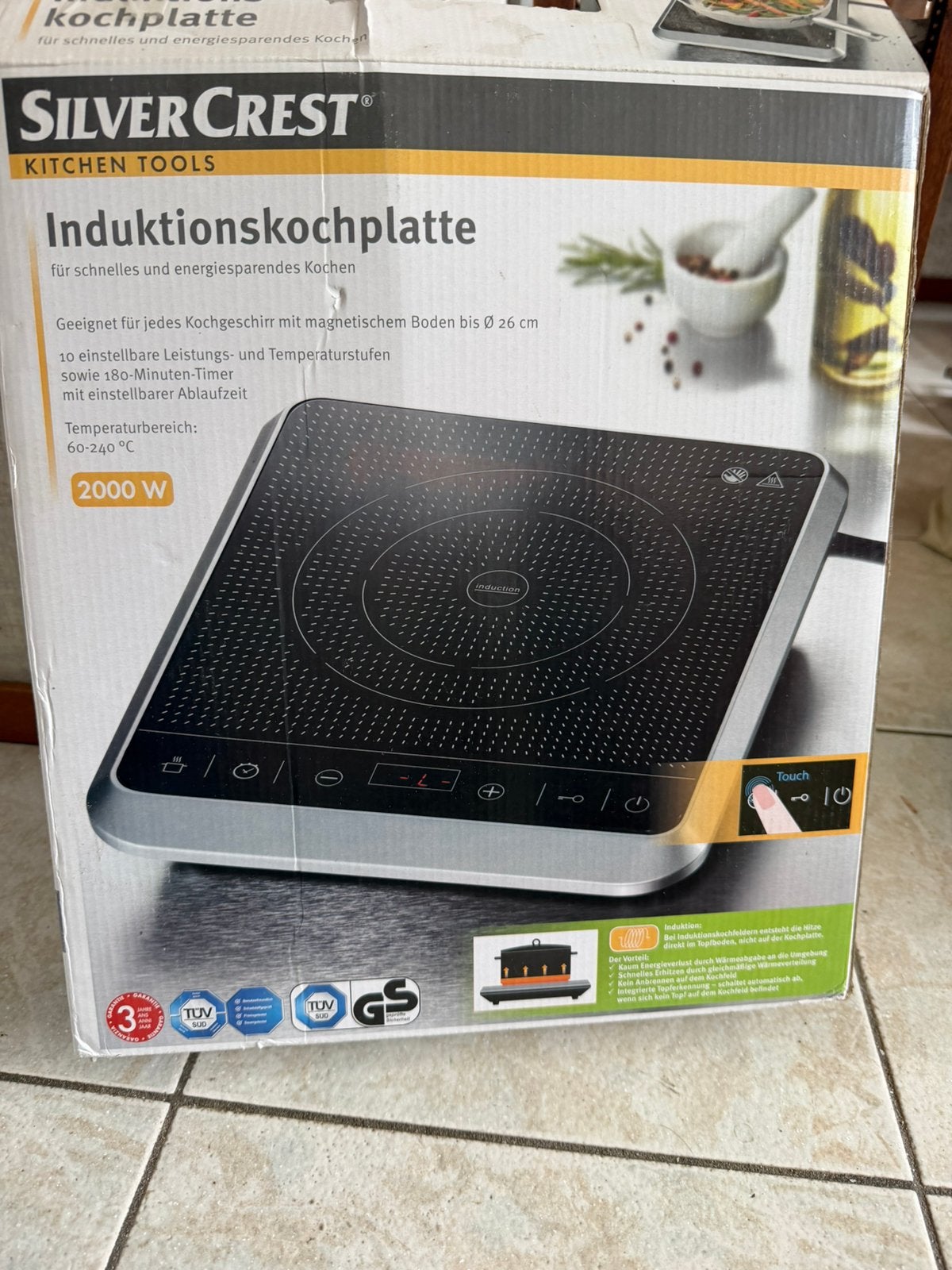 SilverCrest Inductiekookplaat 2000W, Witgoed en Apparatuur, Kookplaten, Ophalen, Nieuw, 3 kookzones of minder, Inductie