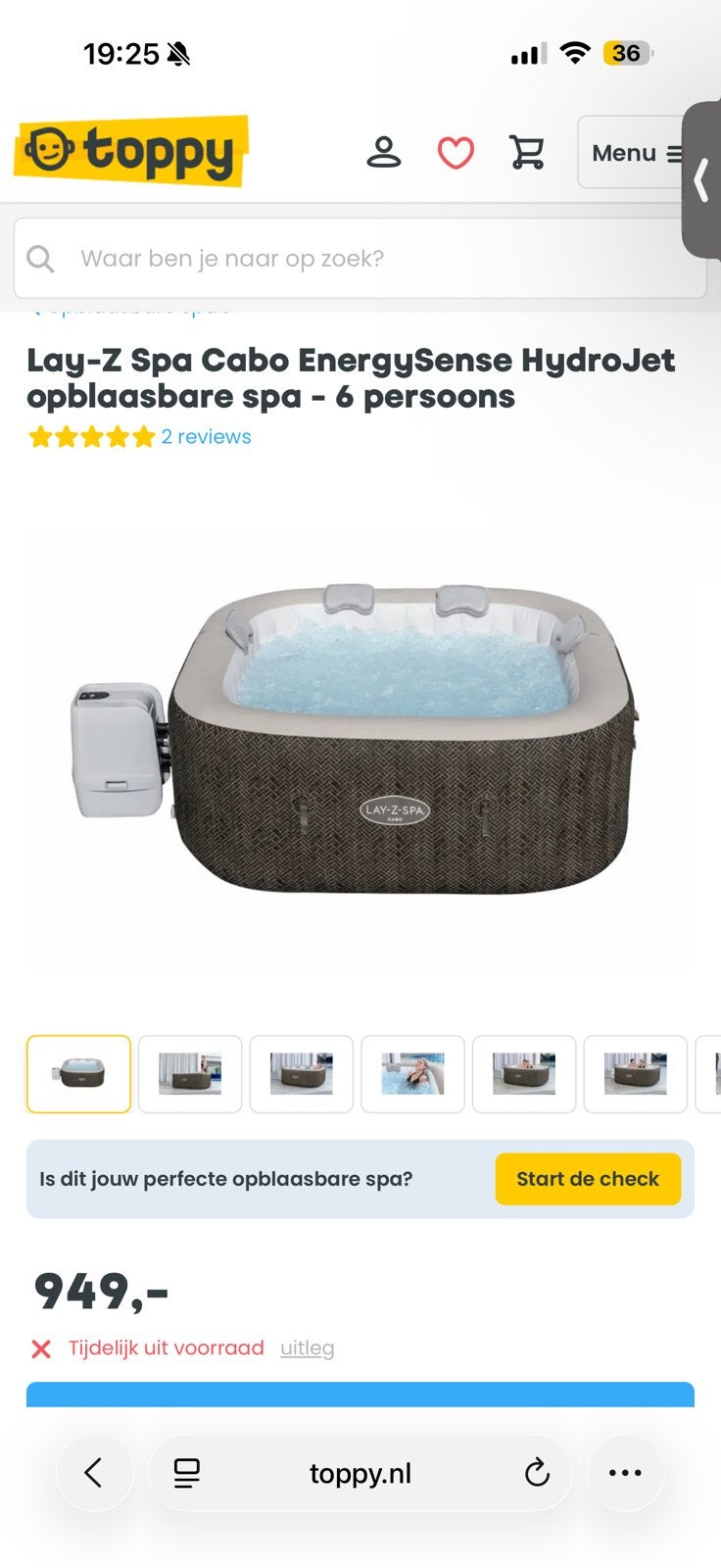 Lay-Z Spa Cabo EnergySense HydroJet opblaasbare spa - 6 pers, Tuin en Terras, Ophalen, Nieuw, Filter, Opblaasbaar