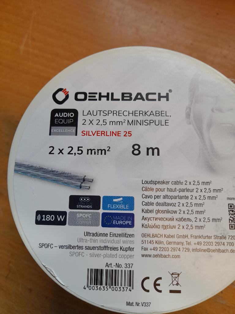 Luidsprekerdraad Oehlbach silverline-25 / 8m, Audio, Tv en Foto, Verzenden, Nieuw, 5 tot 10 meter, Luidsprekerkabel