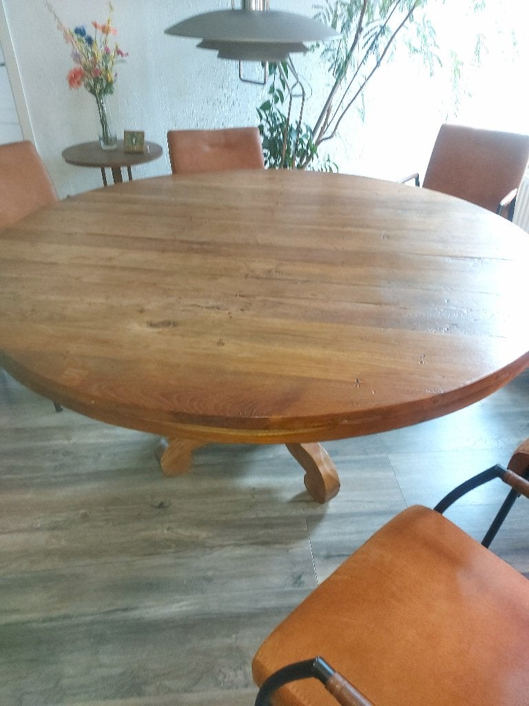 Eetkamertafel Rond Bolpoot 160, Huis en Inrichting, Tafels | Eettafels, Ophalen, Gebruikt, 100 tot 150 cm, 150 tot 200 cm