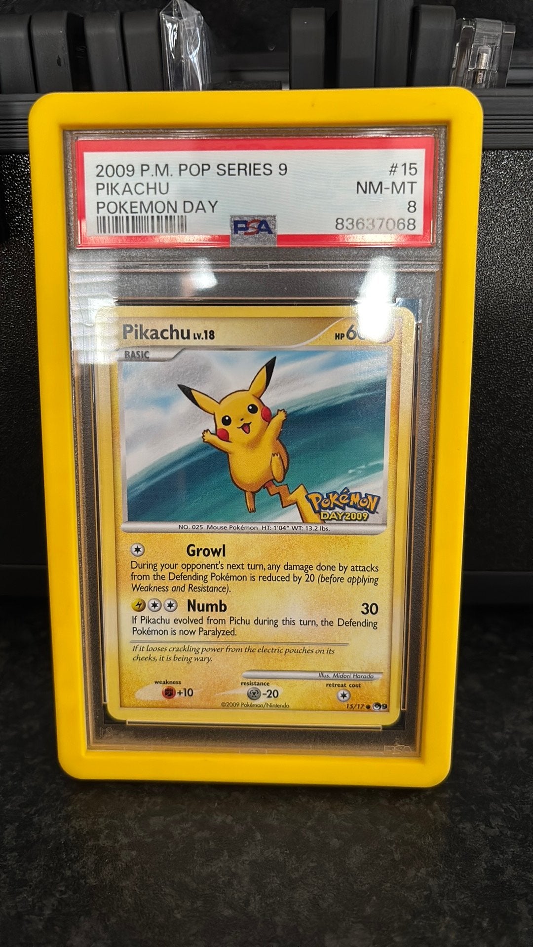 Pikachu [Pokemon Day] #15 Pokemon POP Series 9 PSA 8, Ophalen of Verzenden, Zo goed als nieuw