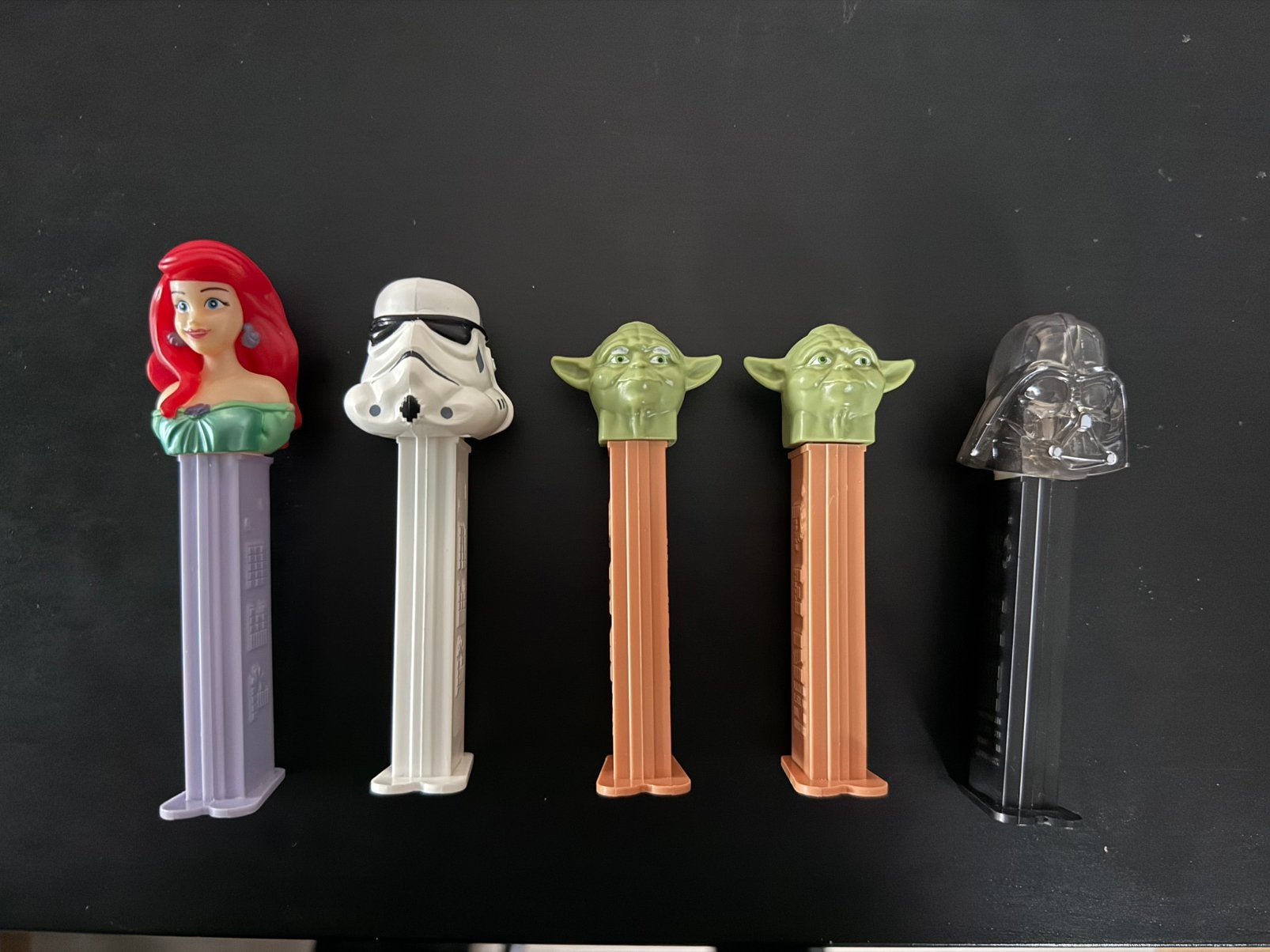 Pez Crystal Darth Vader, 2x Yoda, Stormtrooper, Ariel, Verzamelen, Ophalen of Verzenden, Gebruikt