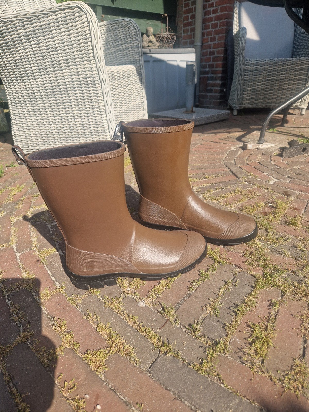 Rubber laarzen mt 46 merk qx nieuwstaat, Bruin, XQ  tuincentrum, Ophalen of Verzenden, Regenlaarzen