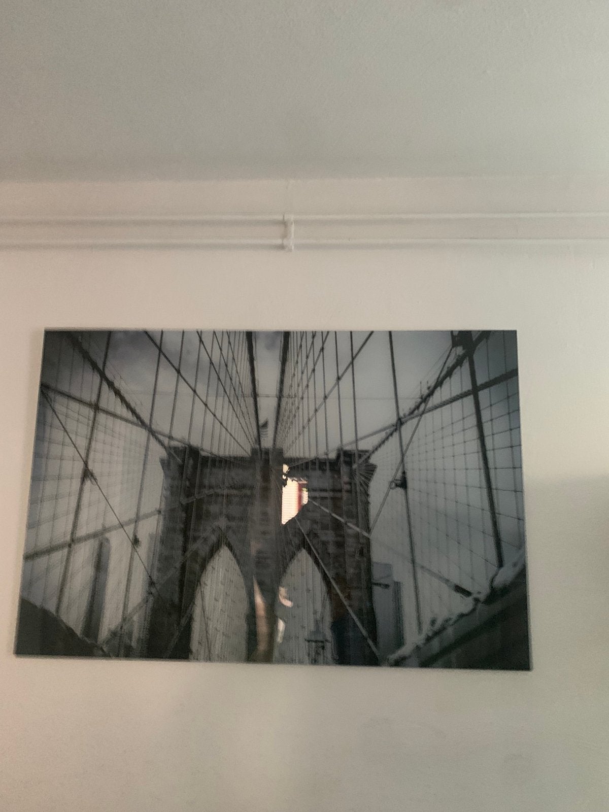 Foto schilderij van de Brooklyn Bridge op glas, Ophalen, Foto, Fotografie