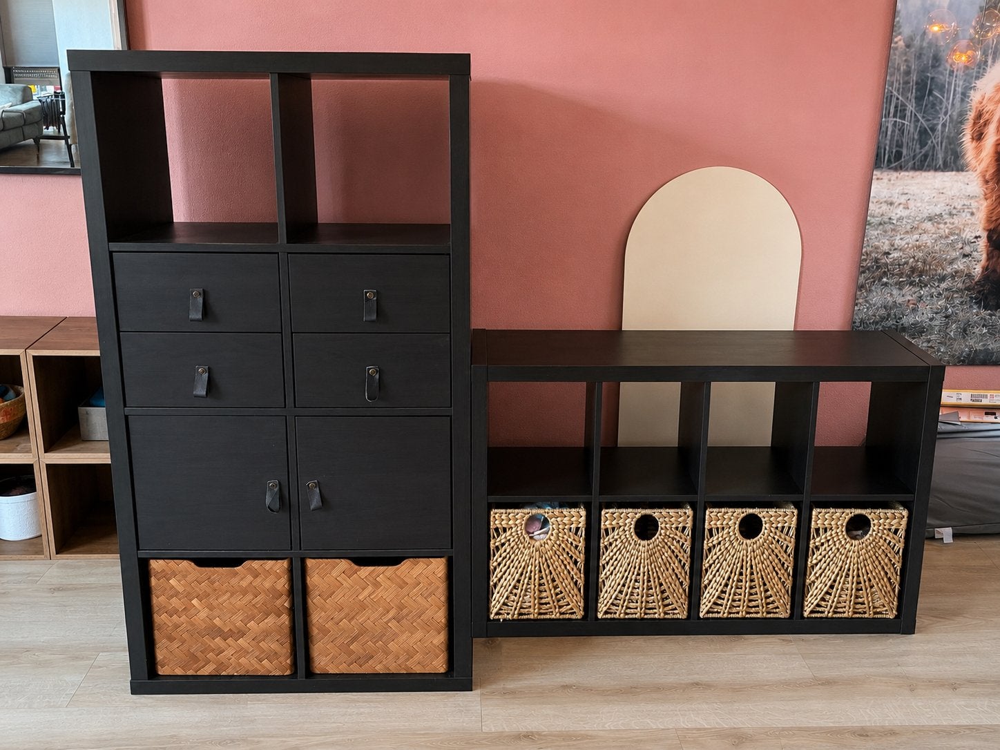IKEA Kallax Kast met Lades, Deuren en Manden - Zwart, Ophalen, Gebruikt