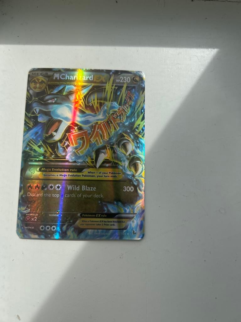 M Charizard EX Pokémon Kaart - Full Art Foil, Ophalen of Verzenden, Zo goed als nieuw, Losse kaart, Foil