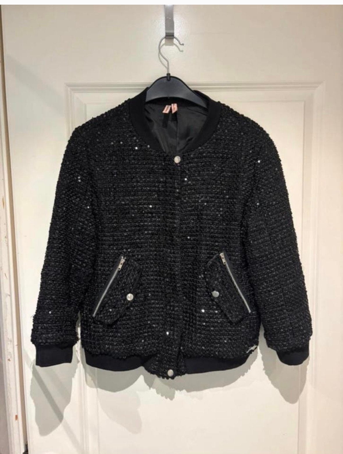 Glitter bomber, Maat 38/40 (M), Zwart, Ophalen of Verzenden, Zo goed als nieuw