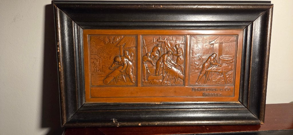 Antiek Koper Ambachtelijk Reliëfpaneel, Antiek en Kunst, Ophalen of Verzenden