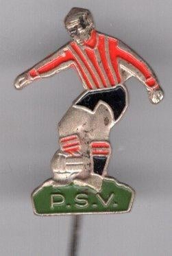 PSV P.S.V. zilverkleurig voetbal mannetje ( Y_002 ), Verzenden, Zo goed als nieuw, Sport, Speldje of Pin