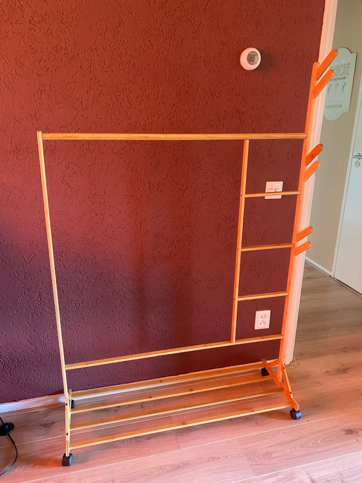 Houten kledingrek met kapstok en schoenenrek, Ophalen of Verzenden, Zo goed als nieuw, Staande kapstok, 150 tot 200 cm