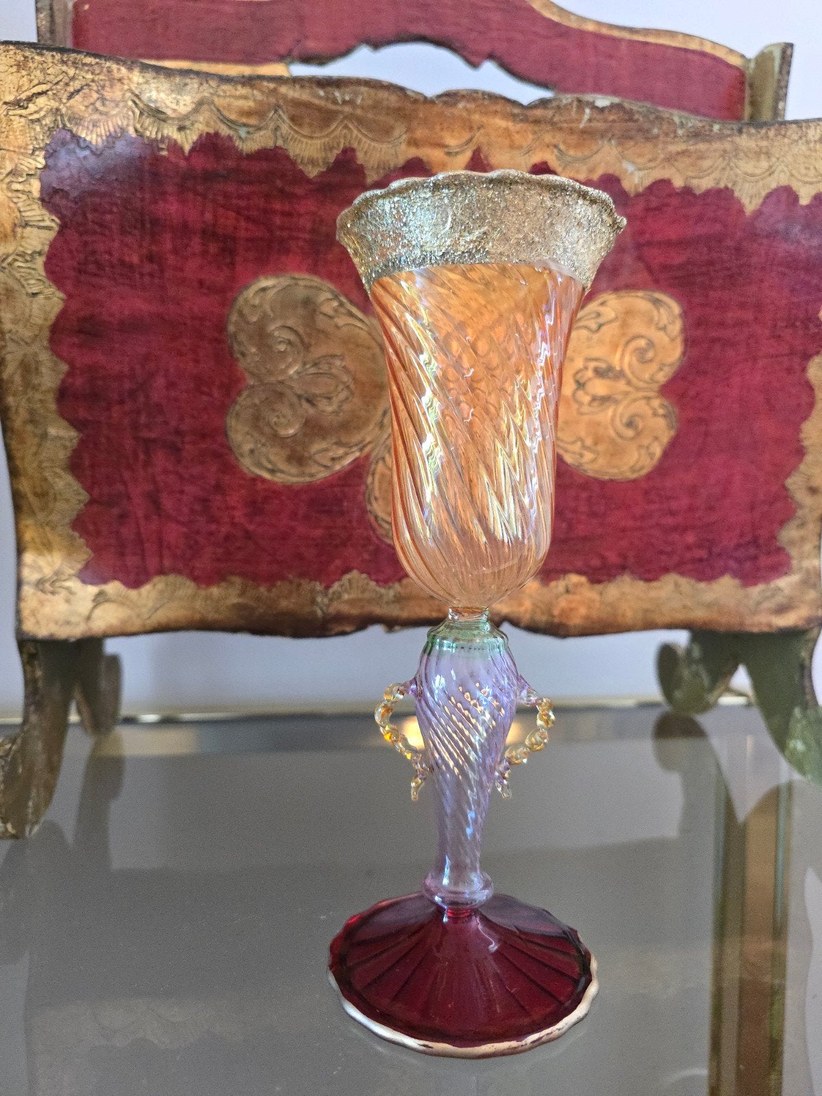 Antiek italiaans 40S Murano glas rijkelijk gedecoreerd €69, Ophalen of Verzenden