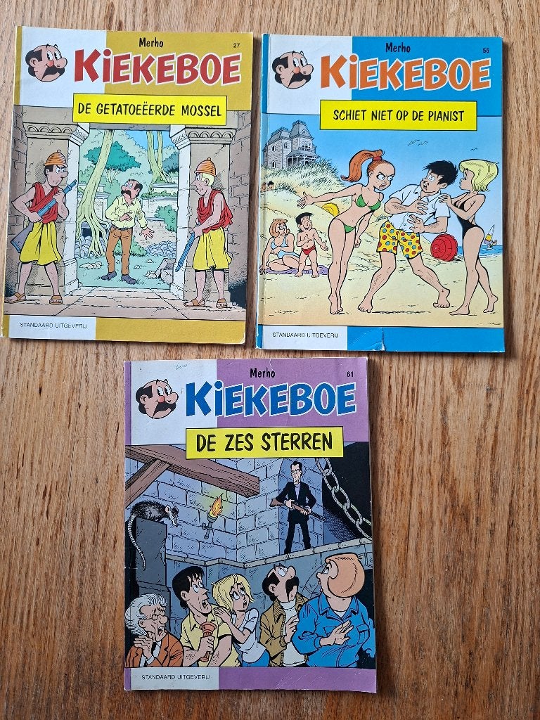 Kiekeboe 3x Merho deel 27, 55, 61 ook los te koop of ruil, Gelezen, Merho, Ophalen of Verzenden, Meerdere stripboeken