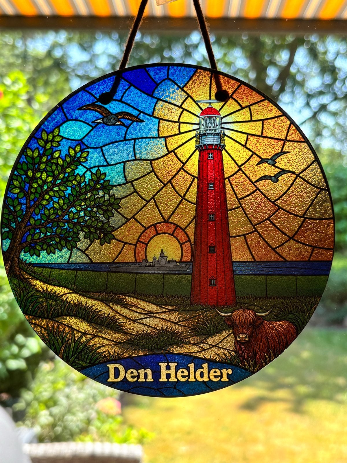 Glas-in-lood effect raamhanger Den Helder, Meerkleurig, Overige stijlen, Nieuw, Kunststof