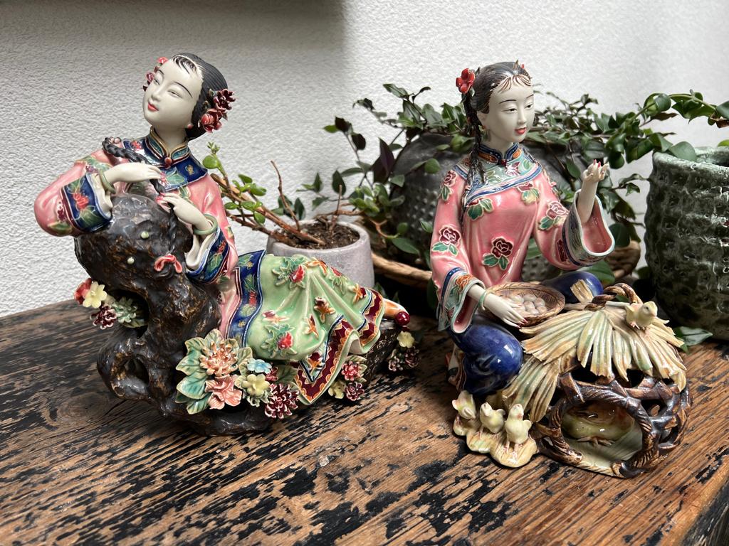 Chinees porselein beeld oud vintage chinese dames set, Ophalen of Verzenden, Zo goed als nieuw, Mens