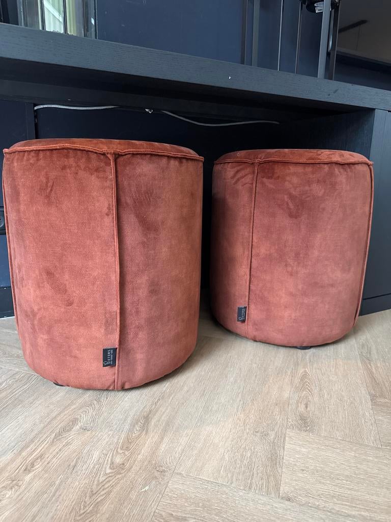 2 Pieters poefjes, Adore copper 126, 47x40cm, Ophalen, Minder dan 50 cm, Gebruikt, Rond