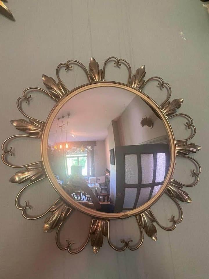 Ronde zon spiegel, Antiek en Kunst, Ophalen, Rond, Minder dan 50 cm