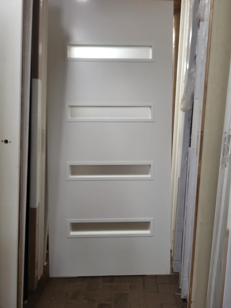 93x211,5cm binnendeur opdek L ral9010 mat glas XC9, 80 tot 100 cm, Binnendeur, Nieuw, Ophalen of Verzenden