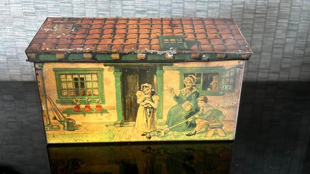 Antiek blikken huisje, Ophalen of Verzenden, Gebruikt, Koek(jes), Overige merken