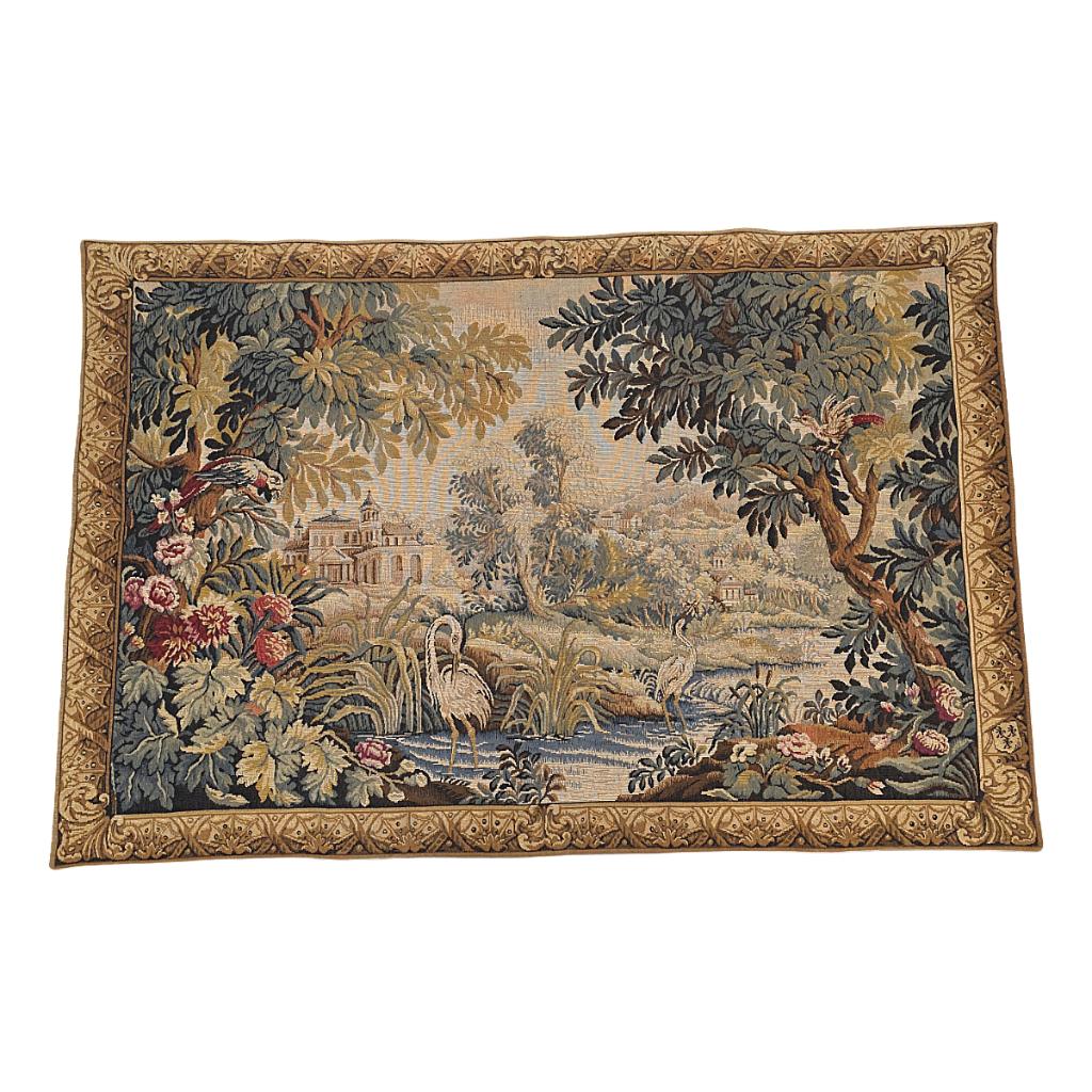 Vintage Frans Aubusson stijl wandkleed van Jules Pansu, Huis en Inrichting, Woonaccessoires | Wanddecoraties, Gebruikt, Ophalen of Verzenden