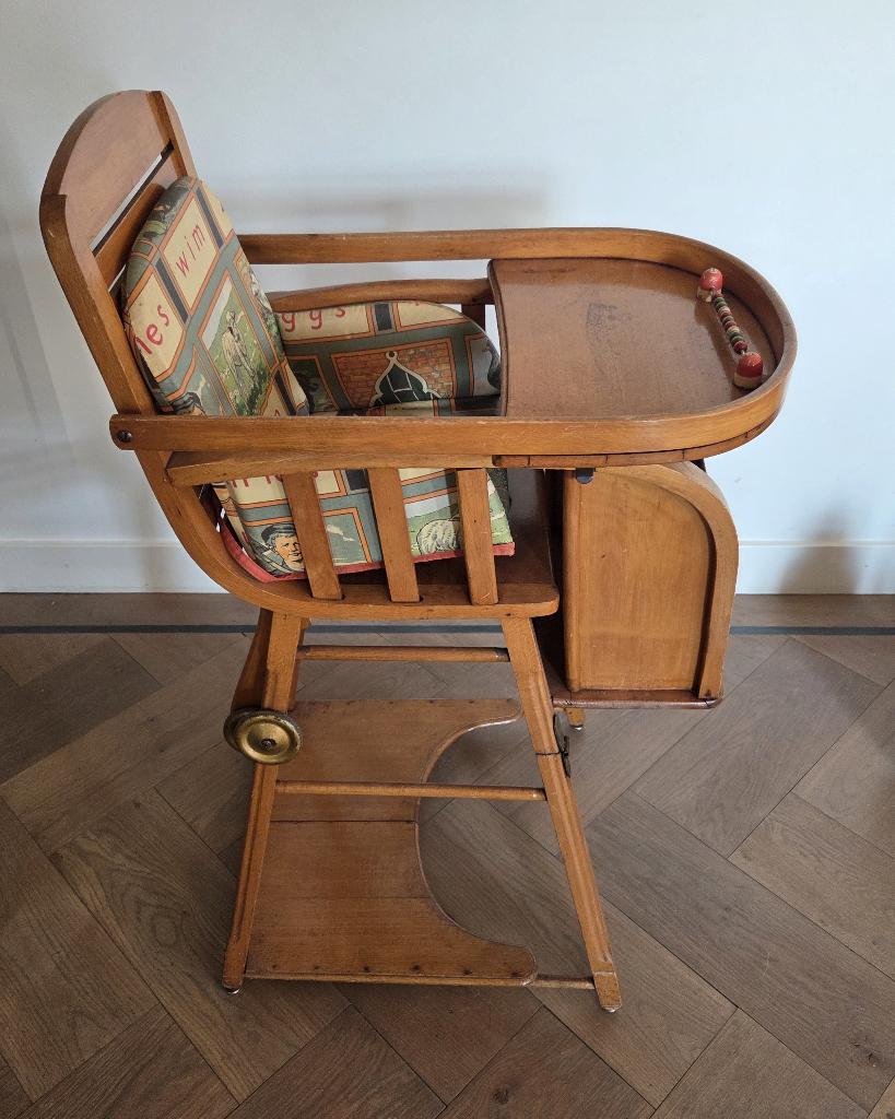Vintage houten kinderstoel - Multi-functioneel - 50-er jaren, Ophalen, Gebruikt, Overige typen, Afneembaar eetblad