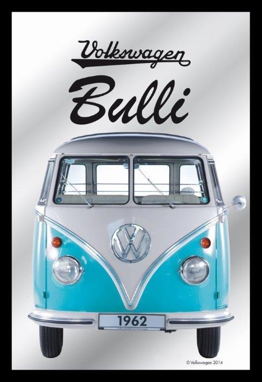 Volkswagen Bulli blauw VW reclame spiegel wanddeco deco, Verzamelen, Ophalen of Verzenden, Nieuw, Auto's