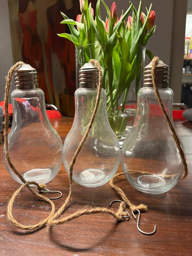 3 hang potjes vazen te koop, Overige kleuren, Ophalen of Verzenden, Minder dan 50 cm, Glas